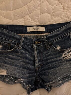 Low rise Abercrombie & Fitch Distressed Blue Denim Cutoff Shorts
